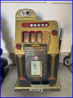 Mills 5 Cent Slot Machine Nickel Vintage Antique Excellent Con