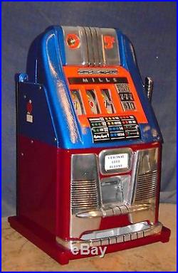 Mills 5-cent 777 hi-top antique slot machine, 1949