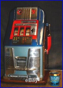 Mills 5-cent BLUE BELL hi-top antique slot machine, 1946