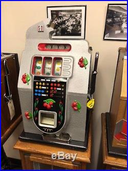 Mills 50 Cent Black Cherry Slot Machine Restored Original