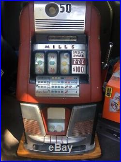 Mills 50 Cents 777 Slot Machine Special Mystery Gold Token Award