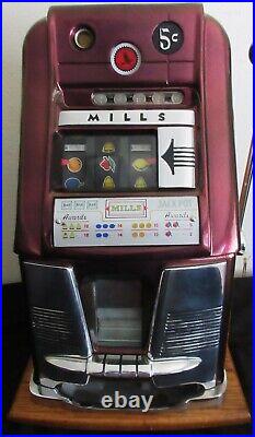 Mills 5c High Top Slot Machine Circa 1940 original fully restored