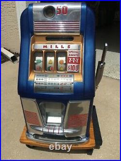 Mills 777 Rare 50-cent Restored Slot Machine Coin Op Casino Mechanical Antique