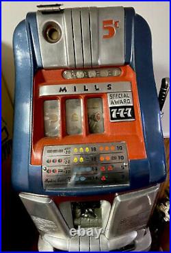 Mills Antique Casino 5 Cent Metal Special Award 777 Slot Machine Rare