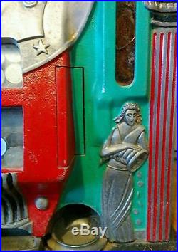 Mills Antique Roman Head 5 Cent Antique Slot Machine Original 1932 Unrestored