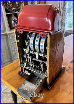 Mills Art Deco 5-Cent High Top Slot Gambling Machine with Bell Fruit Gum Jackpot