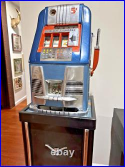 Mills Blue Bell 5 Cent 1940's Slot Machine Watch Video, stand. Works, Cherry