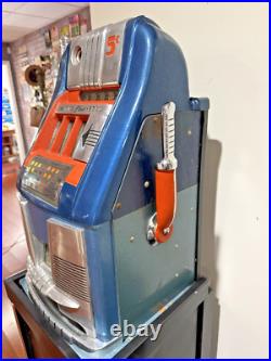 Mills Blue Bell 5 Cent 1940's Slot Machine Watch Video, stand. Works, Cherry