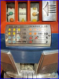 Mills Blue Bell 5 Cent 1940's Slot Machine Watch Video, stand. Works, Cherry