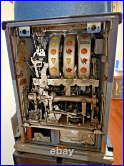 Mills Blue Bell 5 Cent 1940's Slot Machine Watch Video, stand. Works, Cherry