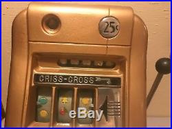 Mills Criss Cross 25 Cent High Hi-top Antique Slot Machine Coin Op Restored Look