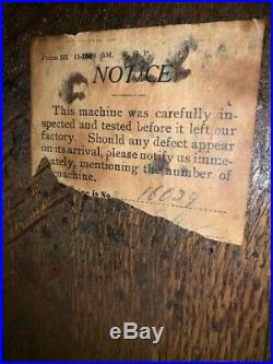 Mills Dewey 5 cent Upright Slot Machine Circa 1898 with 1/4 sawn Oak cabinet