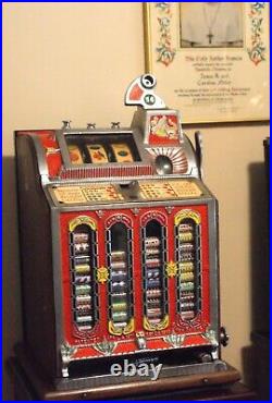 Mills F. O. K. Mint Vendor 4 Column Skill Stop Antique Slot Machine 1920's