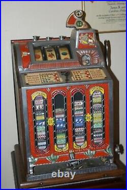 Mills F. O. K. Mint Vendor 4 Column Skill Stop Antique Slot Machine 1920's