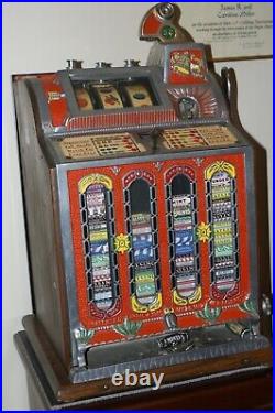 Mills F. O. K. Mint Vendor 4 Column Skill Stop Antique Slot Machine 1920's