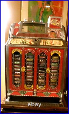 Mills F. O. K. Mint Vendor 4 Column Skill Stop Antique Slot Machine 1920's