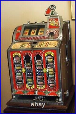 Mills F. O. K. Mint Vendor 4 Column Skill Stop Antique Slot Machine 1920's