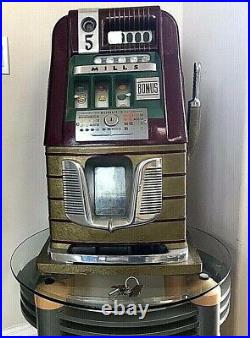 Mills HIGH TOP BONUS 5 cent slot machine Great Original Condition BONUS FEATURE