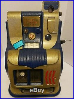 Mills Hash mark QT Slot Machine 5 Cent Mills Key