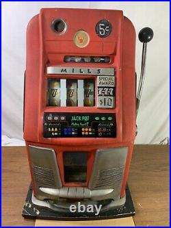 Mills HighTop 5 Five Cent 3 777's Antique Mechanical Slot Machine High Top