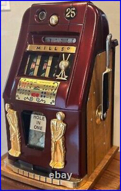 Mills Hole-In-One Three Reel Quarter 25 Cents Golfing Slot Machine, 1940s-1980s