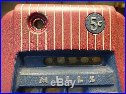 Mills Jewel Bell 5 Five Cent Slot Machine Antique 1940s Nickel Slot machine NICE