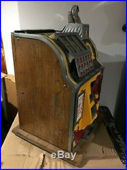 Mills Lion Head 5 Five Cent Mechanical Slot Machine Antique Complete