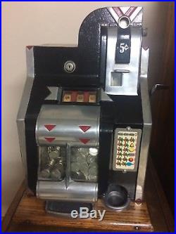 Mills QT Chevron 5 Cent Nickel slot machine works AWESOME