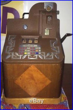 Mills QT Smoker Antique 5 Cent Gambling Slot Machine Secret Side Payout
