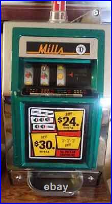 Mills Slot Machine 1952 Mills Compact Antique 10 Cent Dime vegas gamble