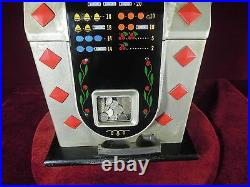 Mills Slot Machine Antique 5 Cents Red Diamond Silver Great working order