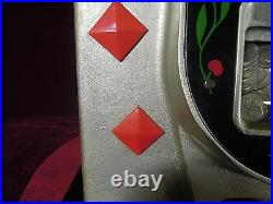 Mills Slot Machine Antique 5 Cents Red Diamond Silver Great working order