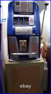 Mills Slot Machine English Large Penny High Top has Metal Stand & 200 Coins DEAL