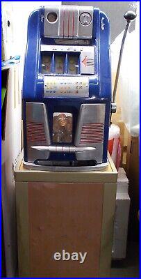 Mills Slot Machine English Large Penny High Top has Metal Stand & 200 Coins DEAL