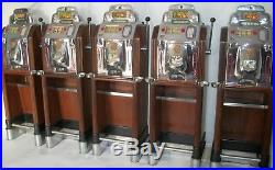 O. D. Jennings 1949 set of 5 Indian Chief One Arm Bandit slot machines