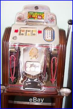 O. D. Jennings 1949 set of 5 Indian Chief One Arm Bandit slot machines