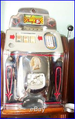 O. D. Jennings 1949 set of 5 Indian Chief One Arm Bandit slot machines