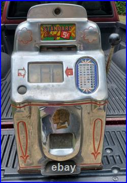 O D Jennings 5c Standard Chief Nickel Slot Machine, circa 1920's needs repair