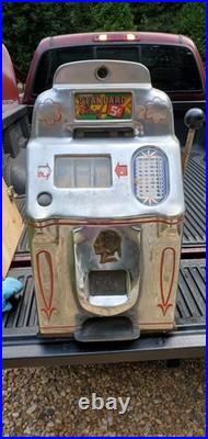 O D Jennings 5c Standard Chief Nickel Slot Machine, circa 1920's needs repair