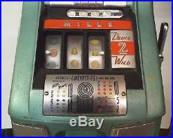 OLD 1940's MILLS HIGH TOP DEUCES WILD SLOT MACHINE ORIGINAL Quarter 25c WORKS