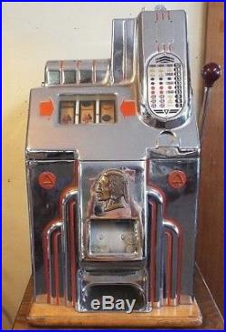 OLD Antique 1938 JENNINGS SUPER CHIEF 5 Cent NICKEL SLOT MACHINE Art Deco Design