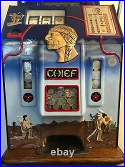 ORIGINAL 1930's 10¢ Jennings Scene Chief Antique Slot Machine coin op