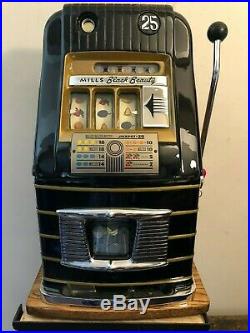 ORIGINAL 1940's 25¢ Mills Black Beauty Hi Top Antique Slot Machine coin op