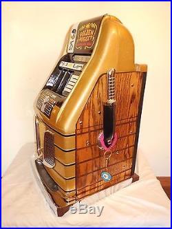 ORIGINAL 1940's 25¢ Mills Hi Top Golden Nugget Antique Slot Machine