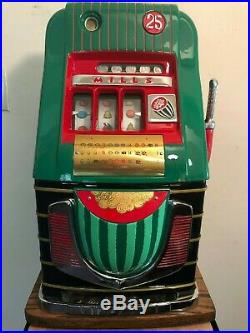 ORIGINAL 1940's 25¢ Mills Water Melon Antique Slot Machine