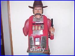 One Armed Bandit Antique Mills 25 cent Hi Top Slot Machine in wood carving