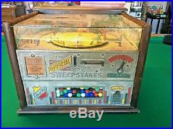 Original 1930's Rockola Sweepstakes Penny Machine with Gum Feature working