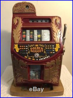 Original Antique Mills 5c Extrabell Golden Nugget slot machine, Unrestored