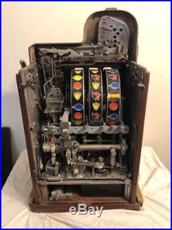 Original Antique Mills 5c Extrabell Golden Nugget slot machine, Unrestored