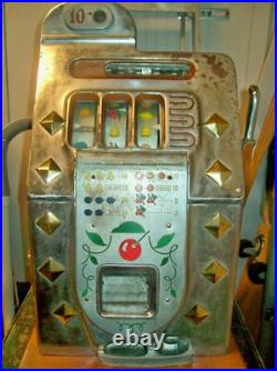 Original/Antique Mills Diamond Front 10 Cent Slot Machine 1930s, Mechanical